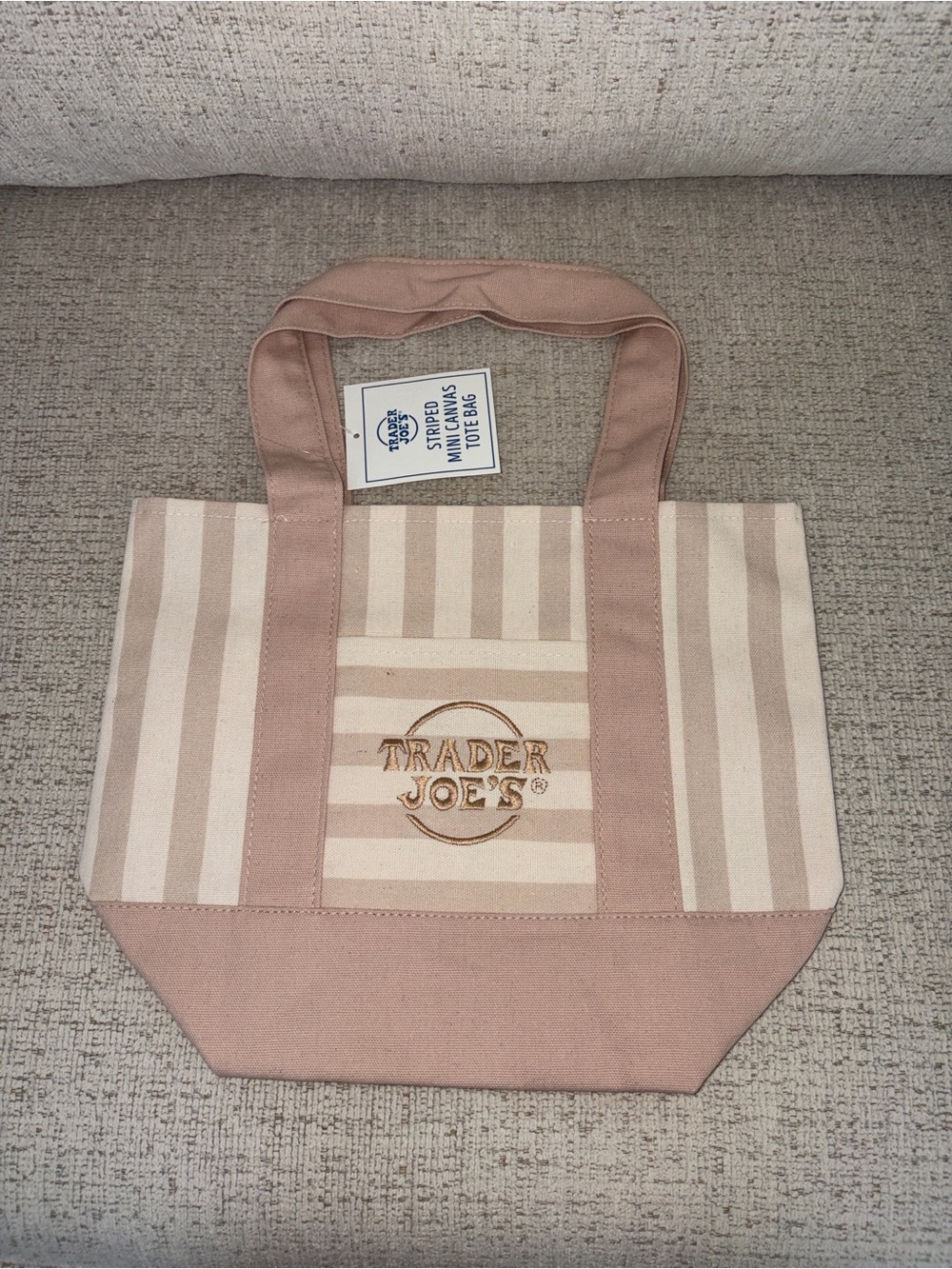 Trader Joe’s Brown Striped Mini Canvas Tote Bag